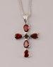 Silver Garnet Cross Pendant