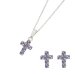 Swarovski Crystal Violet Cross Earring & Pendant Set