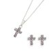 Swarovski Crystal Light Rose Cross Earring & Pendant Set