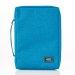 Large Teal Canvas Bible Cover with Jesus Fish Symbol Applique, Zippered w/Handle