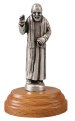 Saint Pio Metal Statue with Pear Wood Base