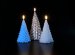 Set of 3 Christmas Tree Wax Candles - white blue silver with LED