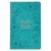 KJV Holy Bible, Standard Size Faux Leather Red Letter Edition - Thumb Index & Ribbon Marker, King James Version, Teal Floral Zipper Closure