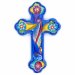 Mexican Painted Ornate Bird Cross - Blue