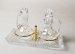 Metal & Glass Gilt Finish Cruet Set with Tray