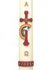 30" x 2" Paschal Candle with Rainbow & Rays Design Wax Relief