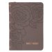 Floral Dusty Taupe Faux Leather Large Print Compact King James Version Bible