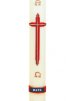 30" x 2" Paschal Candle with Simple Red & Gold Cross Design Wax Relief