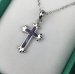 Inlaid Shell Cross Pendant Purple