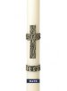 30" x 3" Paschal Candle with Alpha & Omega with Green Cross Wax Relief