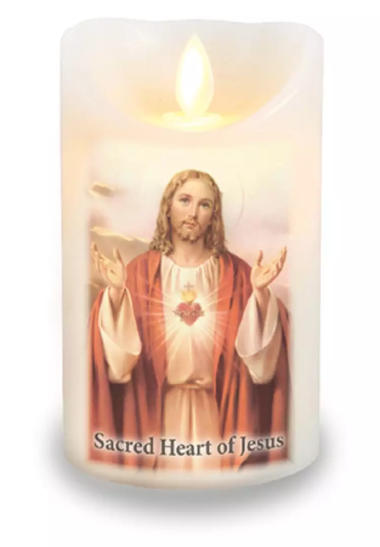Sacred Heart LED Scented Wax Candle with Timer