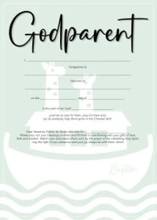 Godparent Certificate - Ark - 10 pack