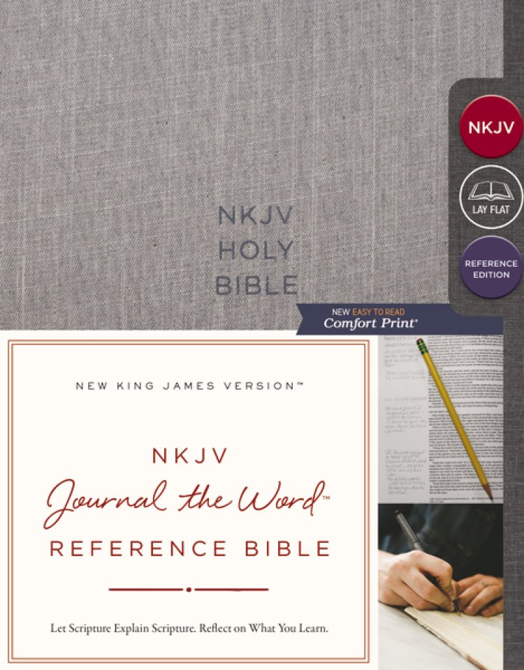 NKJV, Journal the Word Reference Bible, Cloth over Board, Gray
