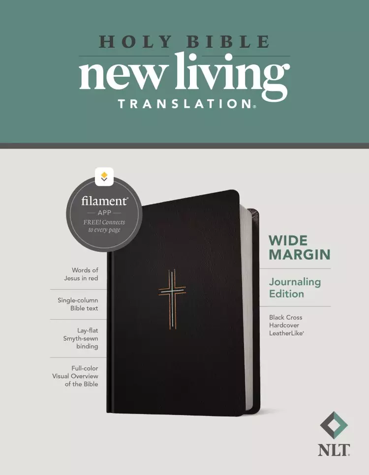 NLT Wide Margin Bible, Filament-Enabled Edition (Hardcover LeatherLike, Black Cross, Red Letter)