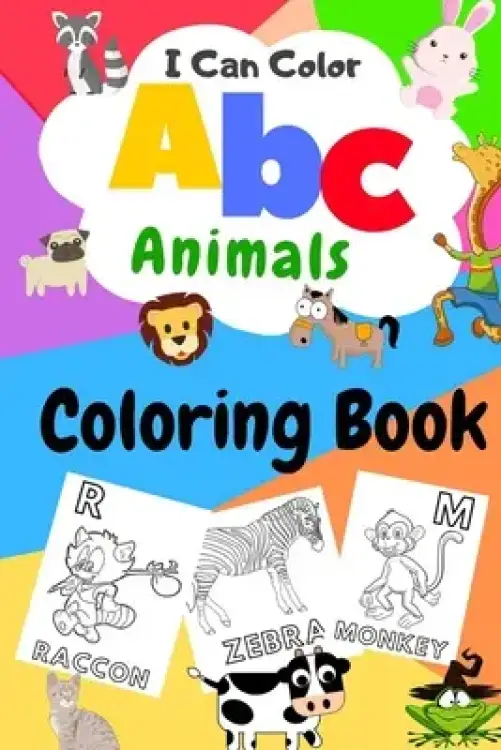 I Can Color ABC Animals Coloring Book: high-quality black&white ...