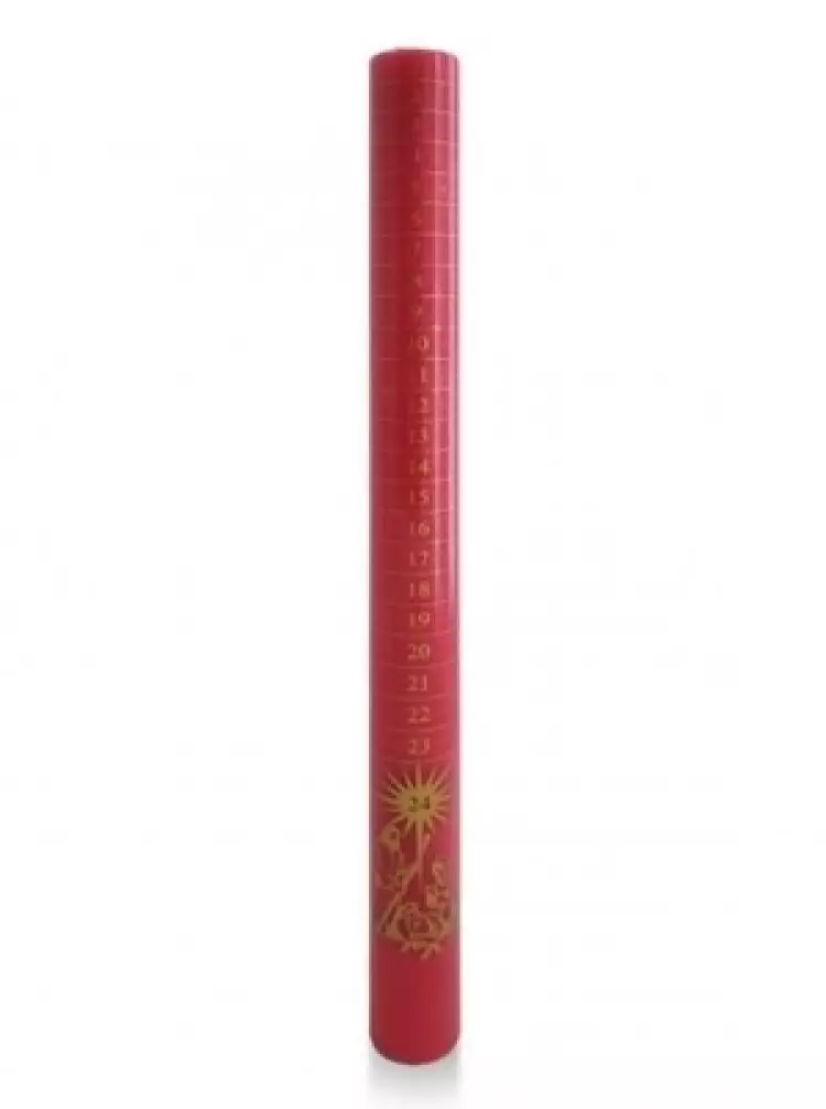 30.5cm Red Advent Candle Printed with Gold - Single