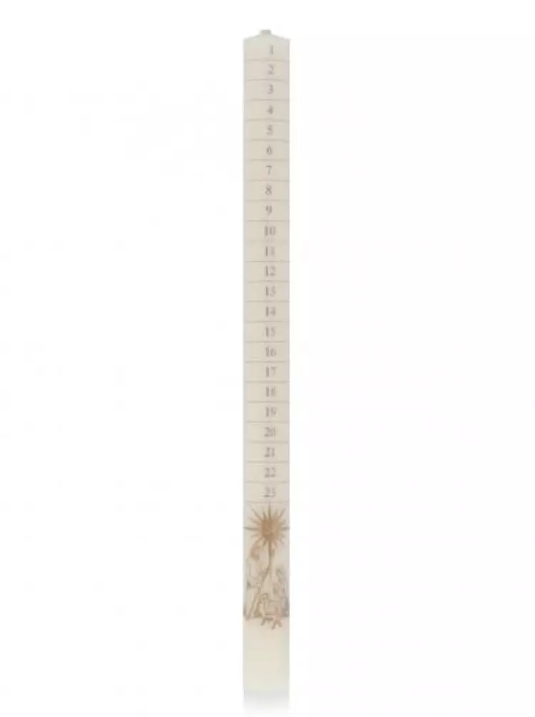 30.5cm Ivory Advent Candle Printed with Gold - Single