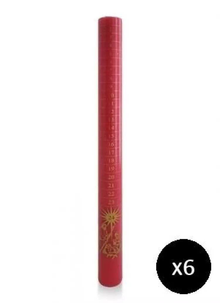 Advent Candle Red Printed with Gold (Pack of 6)