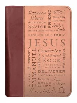 Extra Large Names Of Jesus Bible Cover Zippered Italian Duo-tone Imi