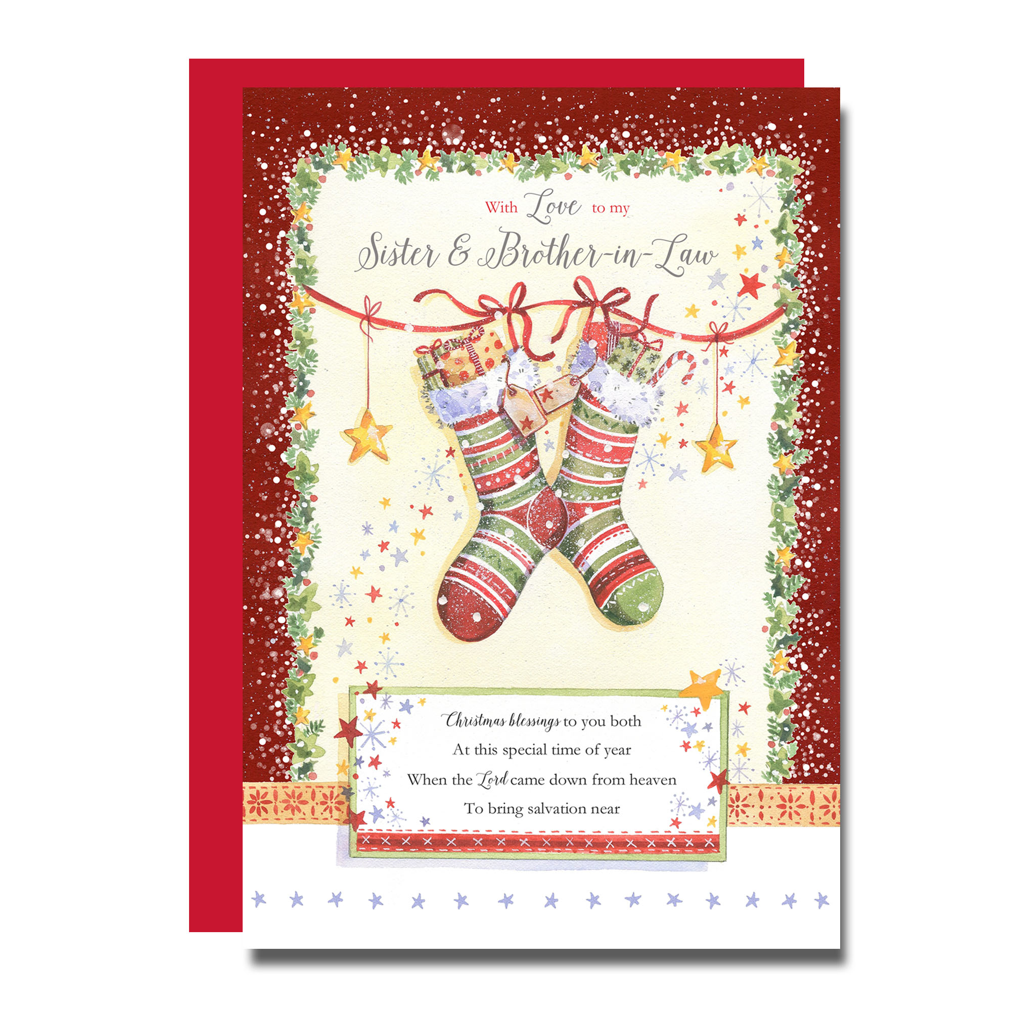 Sister and Brother-in-Law Stocking Christmas Card 0604565370815 | Eden