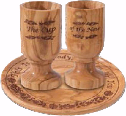 communion eden olivewood cups plate box holy land