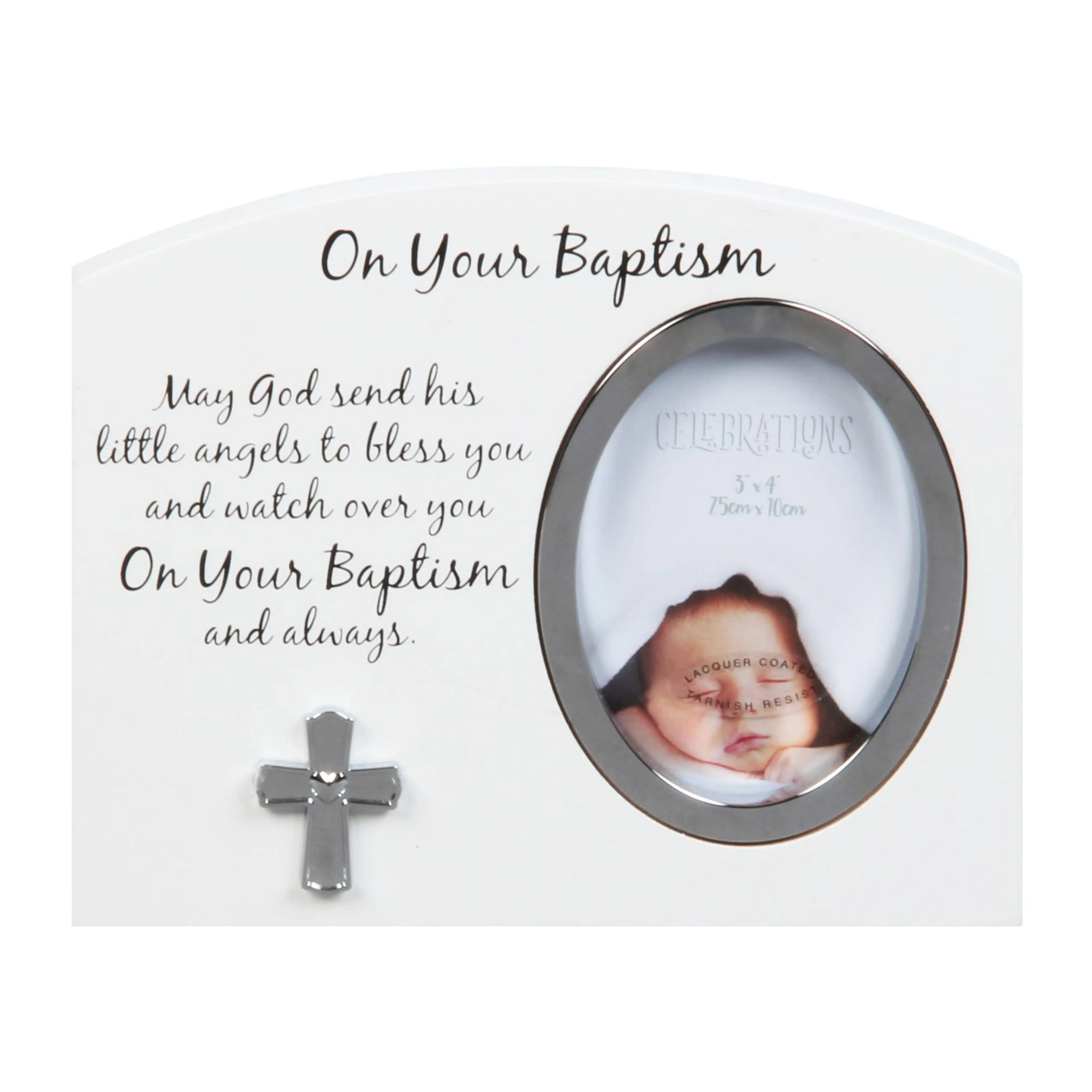 Frame White/Silver Icon 3" x 4" - Baptism