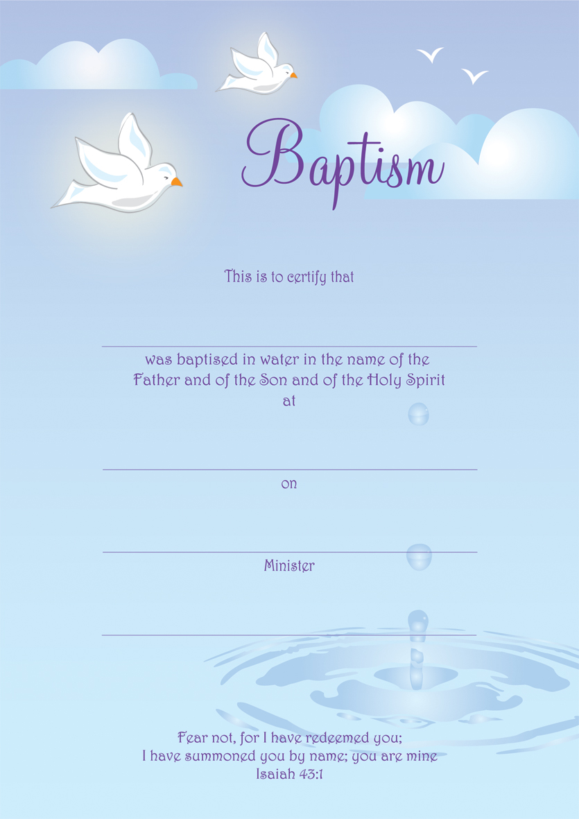 Baptism Certificate Blue Pack of 10