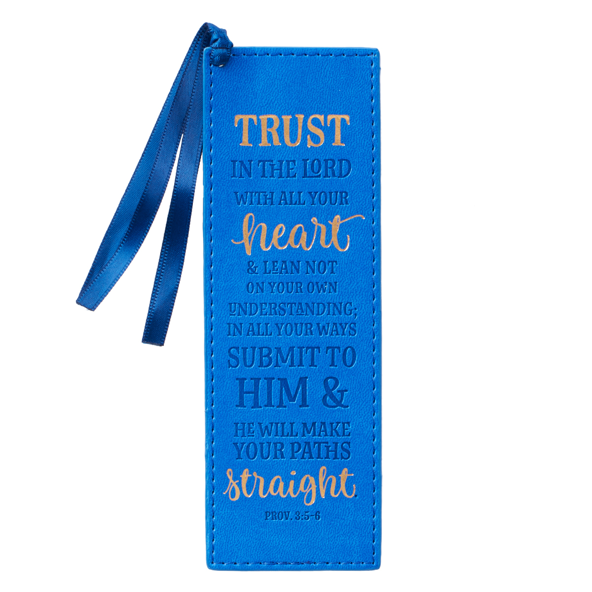 Bookmark-Pagemarker-Trust-Lux Leather-Blue Proverbs 3 5-6