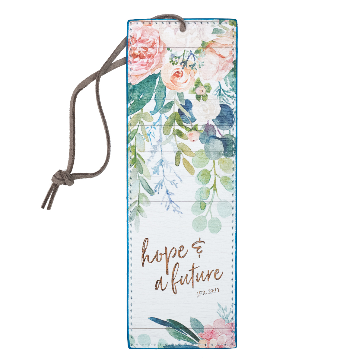 Bookmark-Pagemarker-Hope & A Future-Lux Leather-Floral Nov