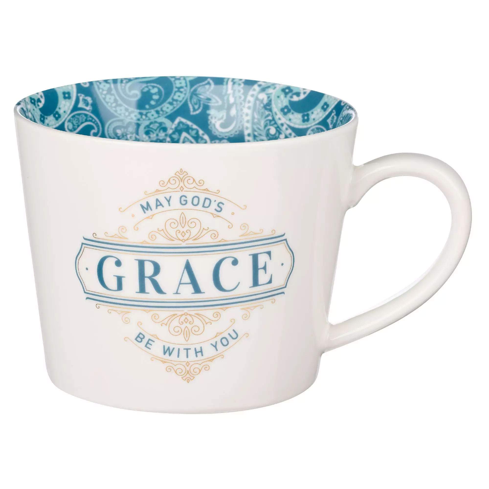 Mug White/Blue Paisley God's Grace
