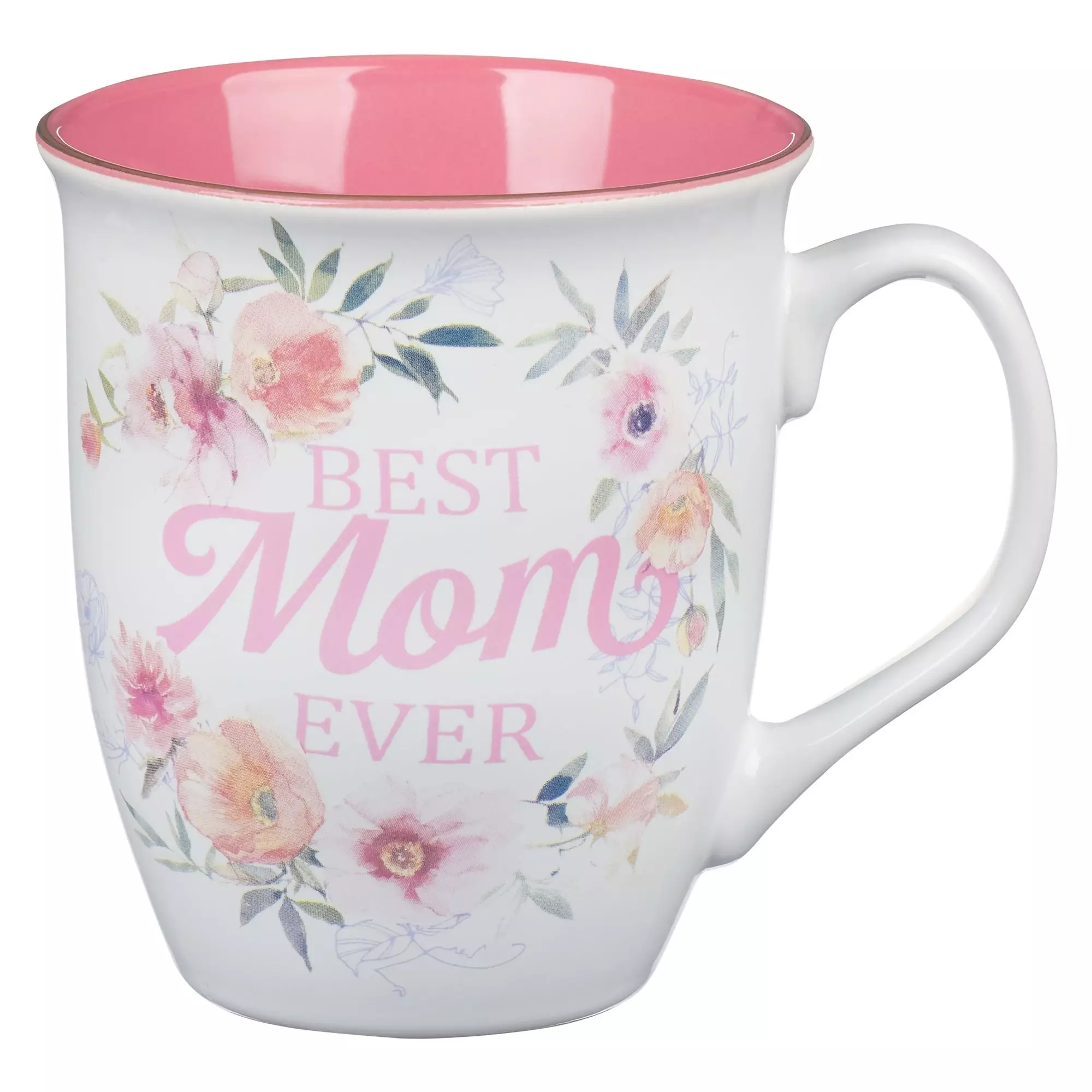Mug Pink/White Floral Best Mom Ever Num. 6:24