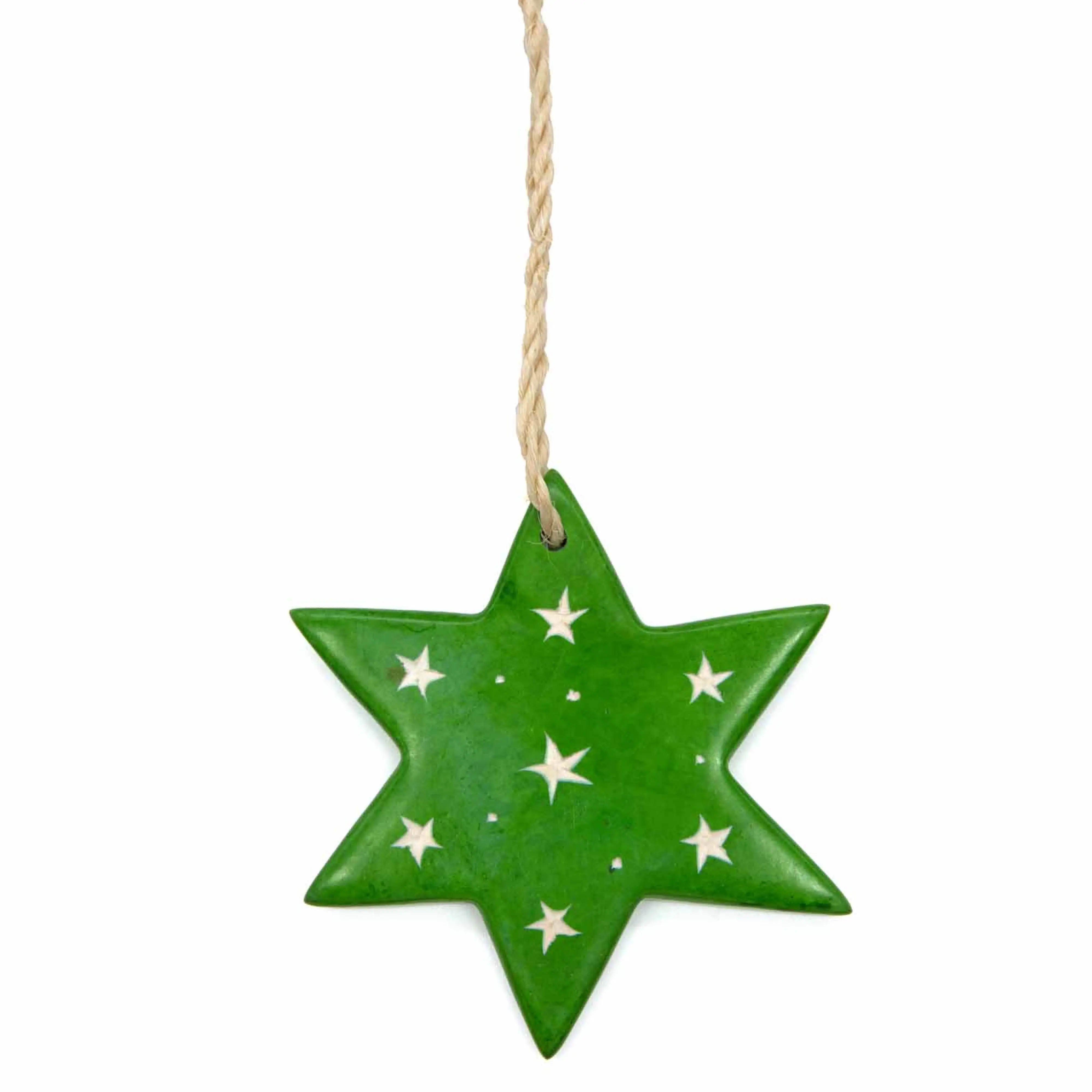 Star Soapstone Christmas Decoration - Green