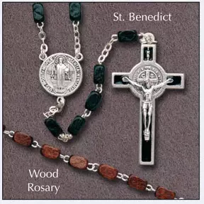 St Benedict Wood Rosary: Black