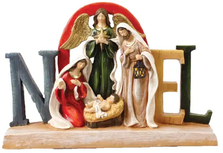 6 3/4 Inch Noel Holy Family Resin Nativity