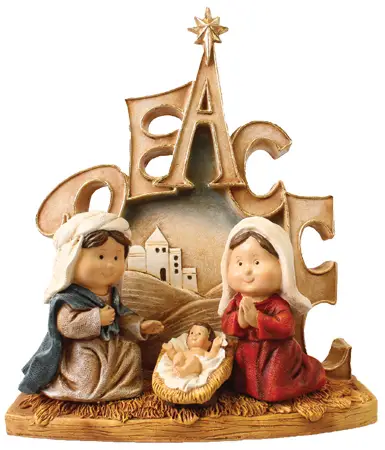 12 1/2" Peace Resin Children's Nativity Decoration