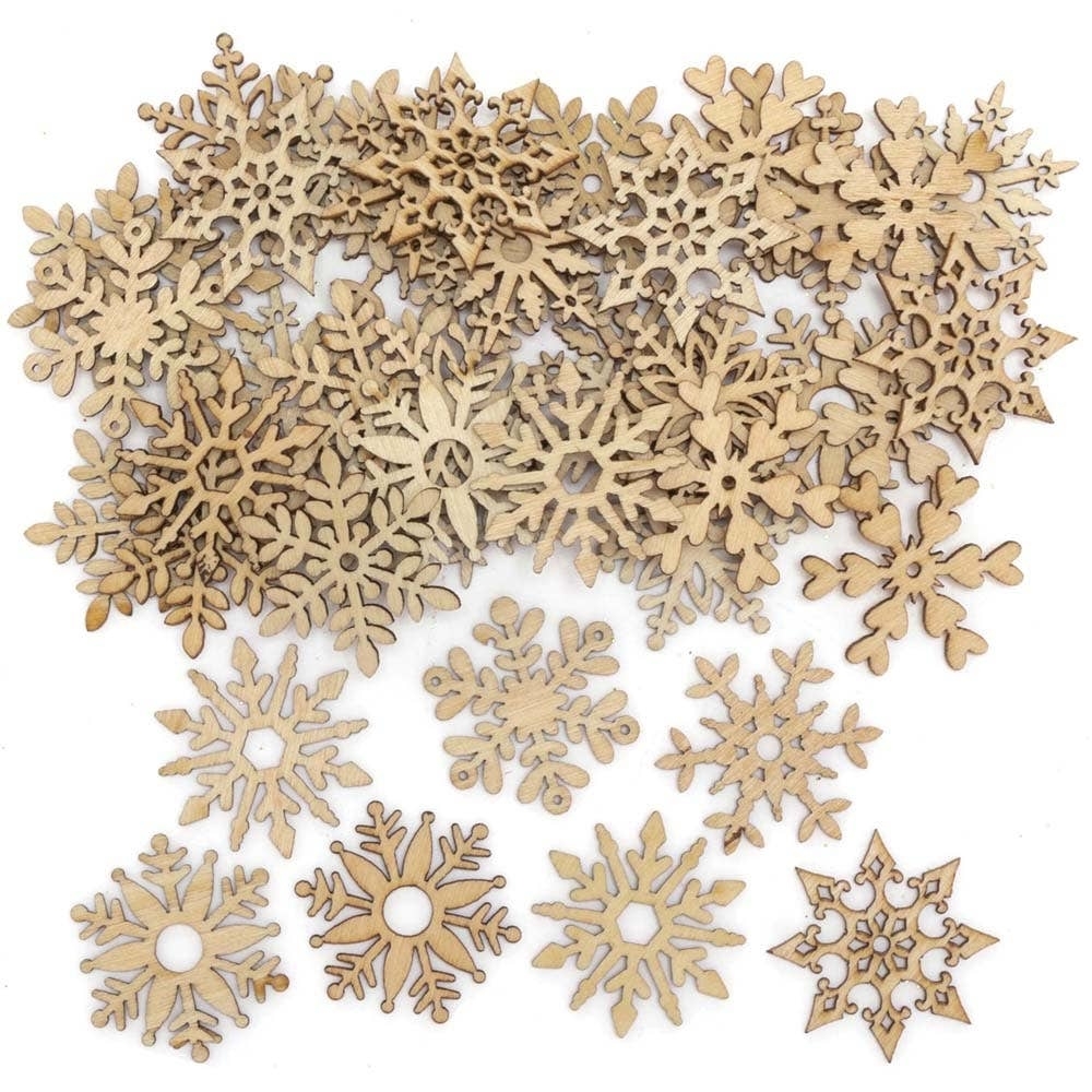 Snowflake Mini Wooden Shapes (Pack of 72) Christmas Crafts