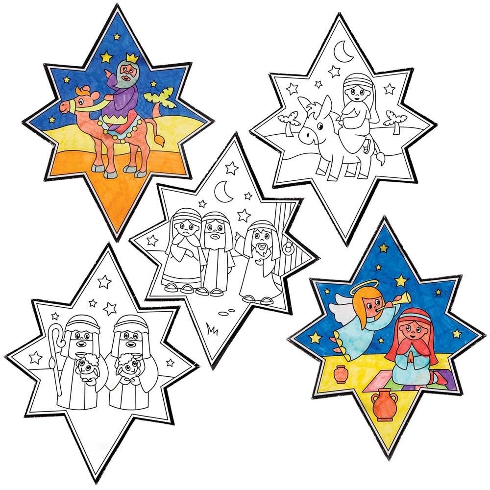 Nativity Colour-in Window Decorations - Baker Ross FC211 | Fas Delivery ...