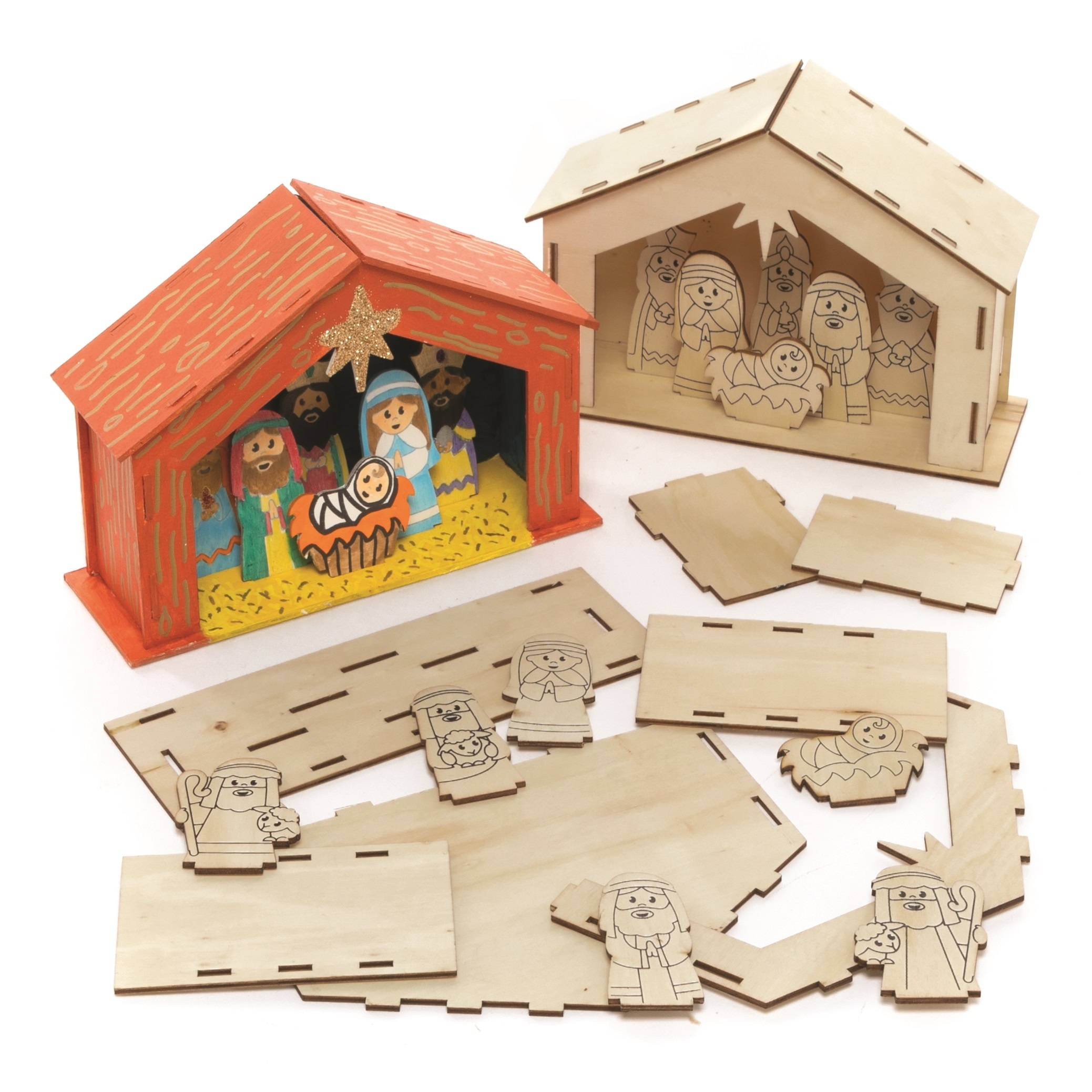 Wooden Nativity Stable Kits Pack of 2 Free Delivery when you spend