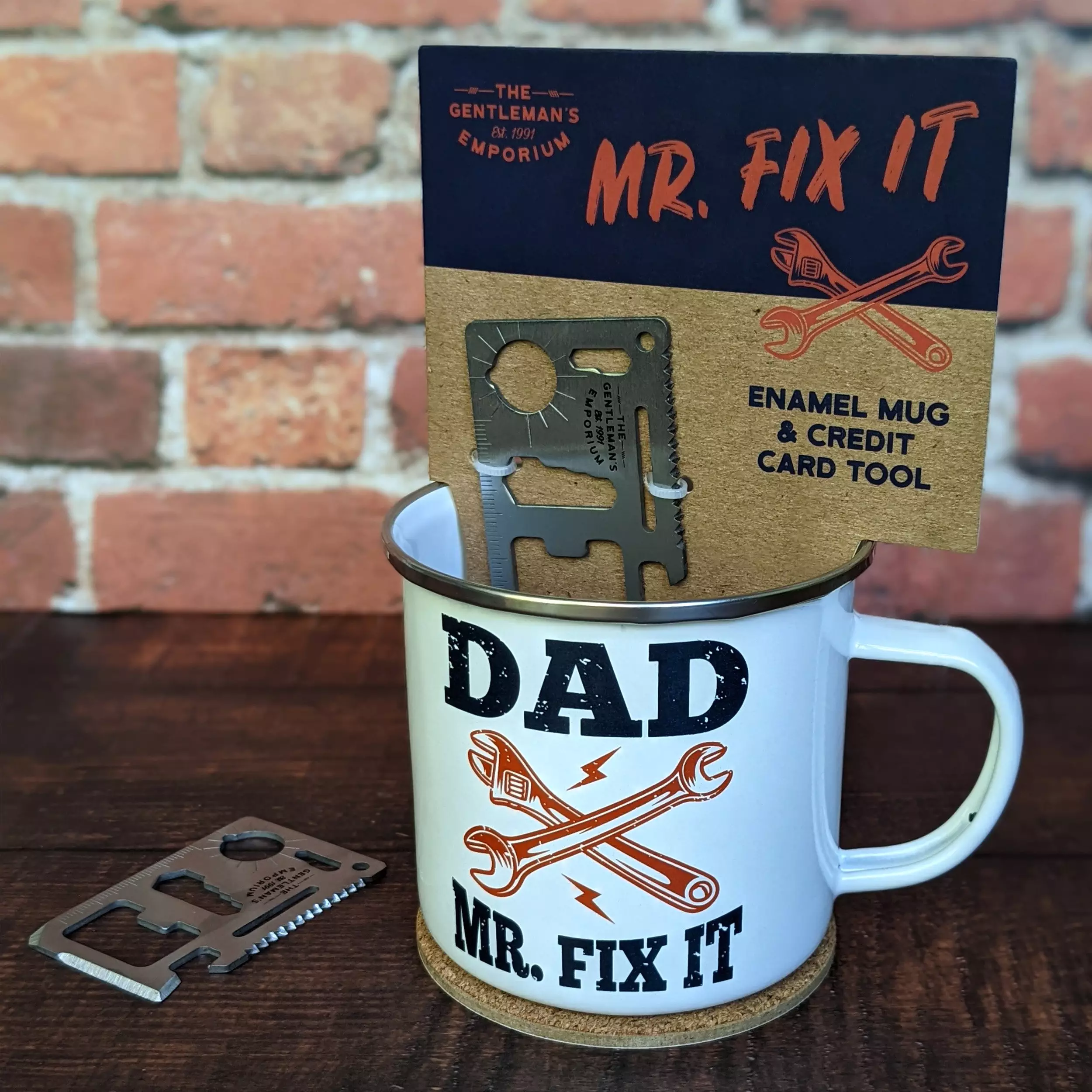 Enamel Mug & Credit Card Diy Tool - The Gentleman's Emporium Dad Mr Fix It