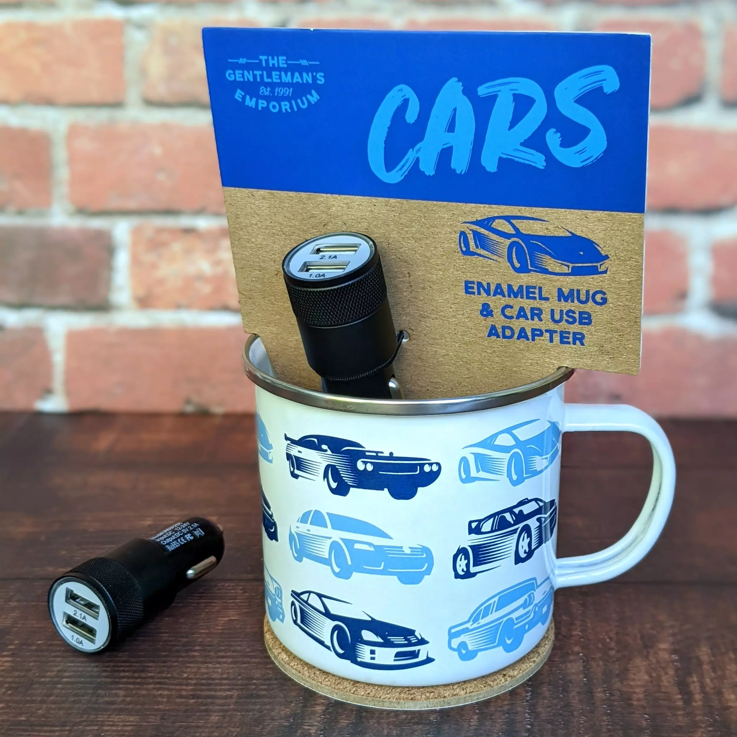 Enamel Mug & Car USB Adapter - The Gentleman's Emporium Cars