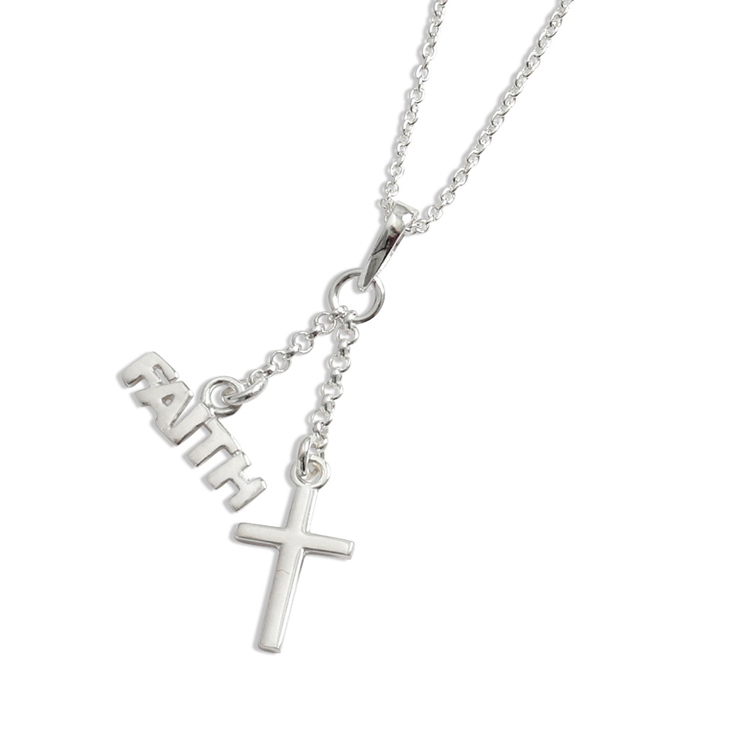 Silver Cross and 'FAITH' pendant | Free Delivery at Eden.co.uk