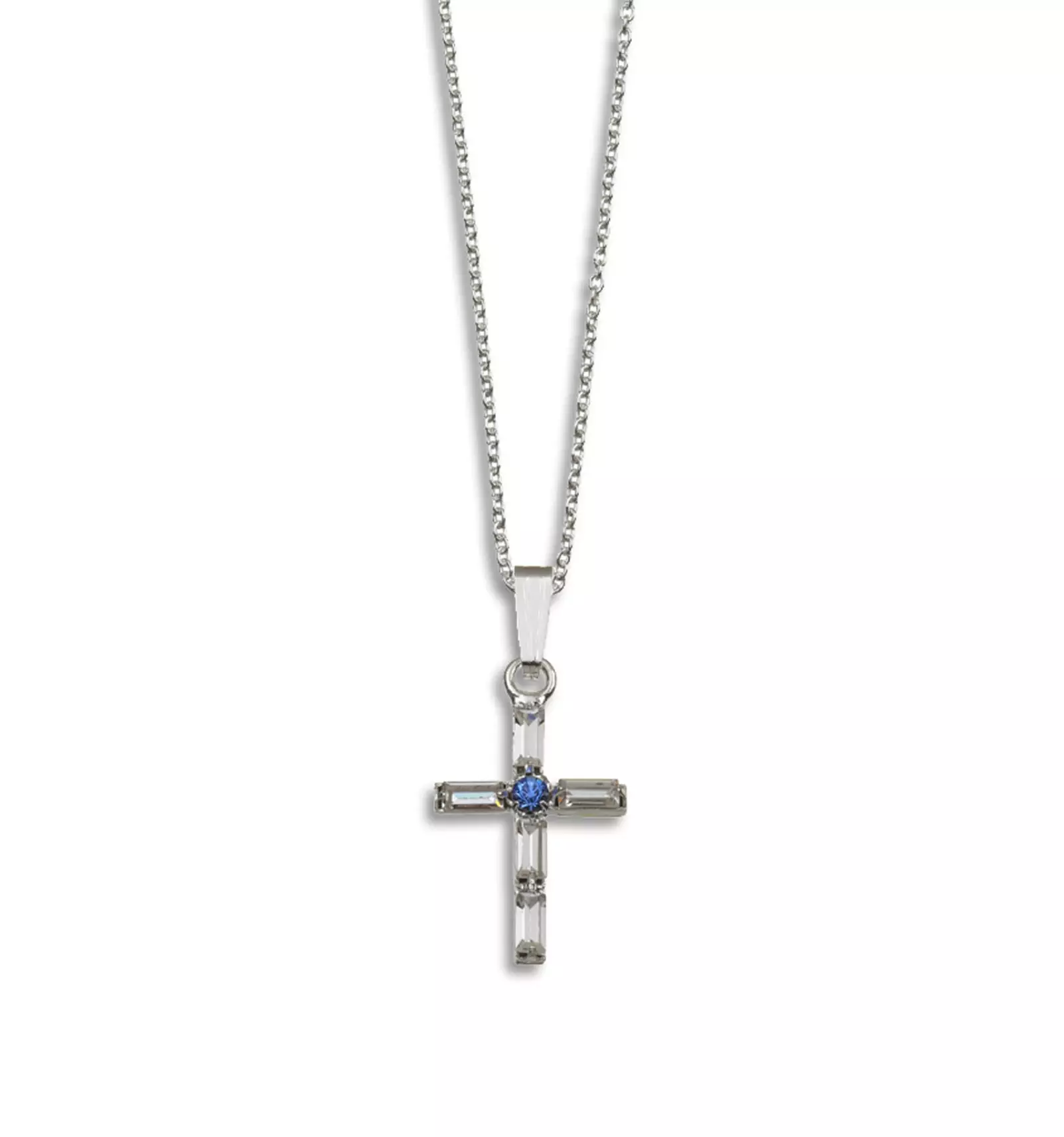 Swarovski Crystal Baguette Pendant with Blue Centre