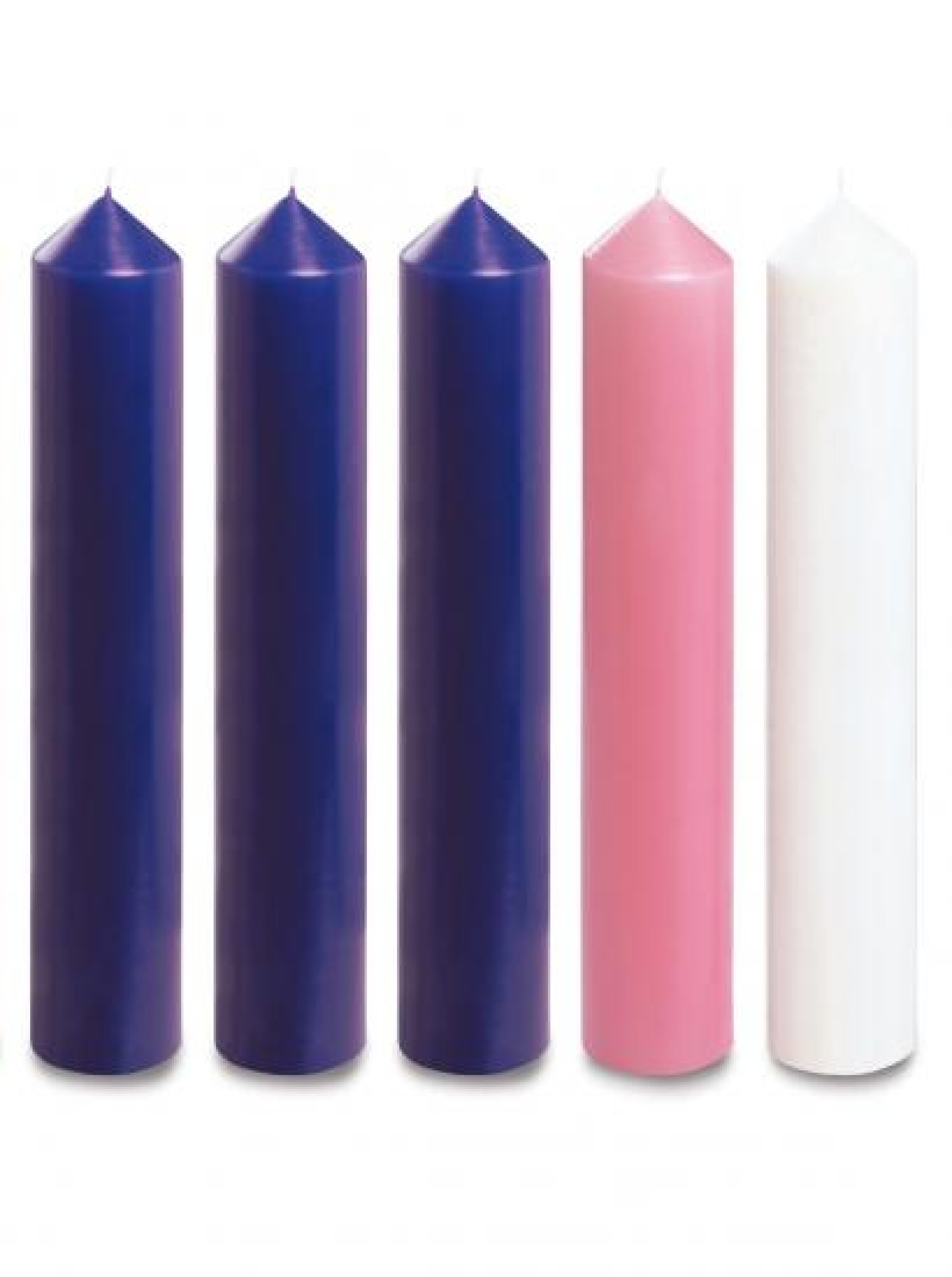 Purple Pink & White Advent Candle Set 15 x 2