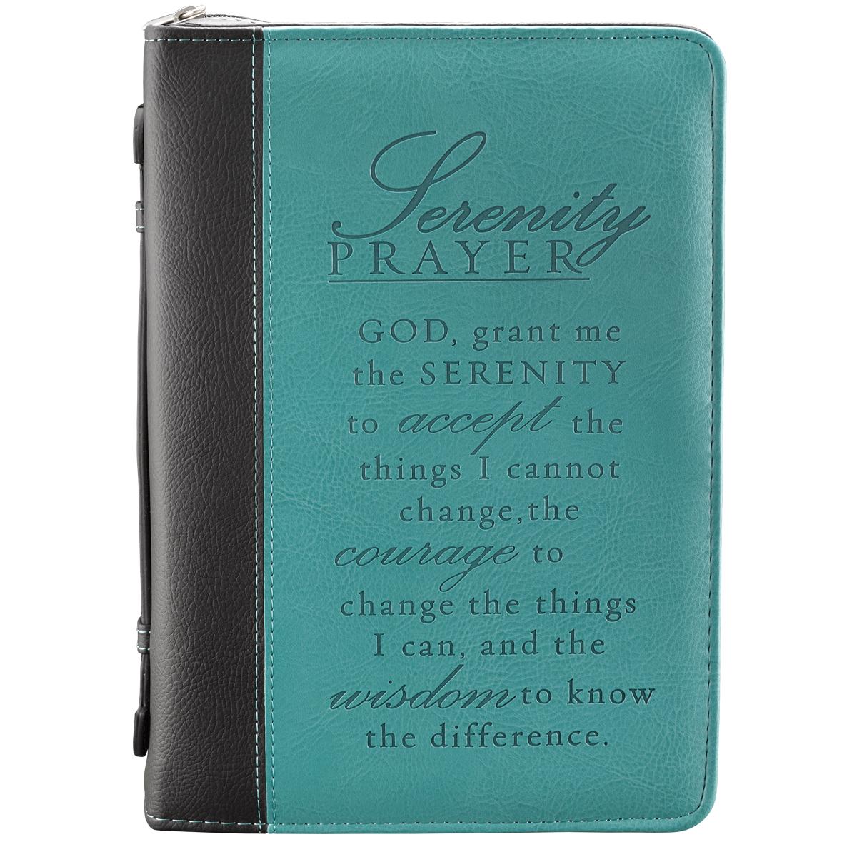 Medium Bible Cover - Serenity Prayer Aqua Imitation Leather