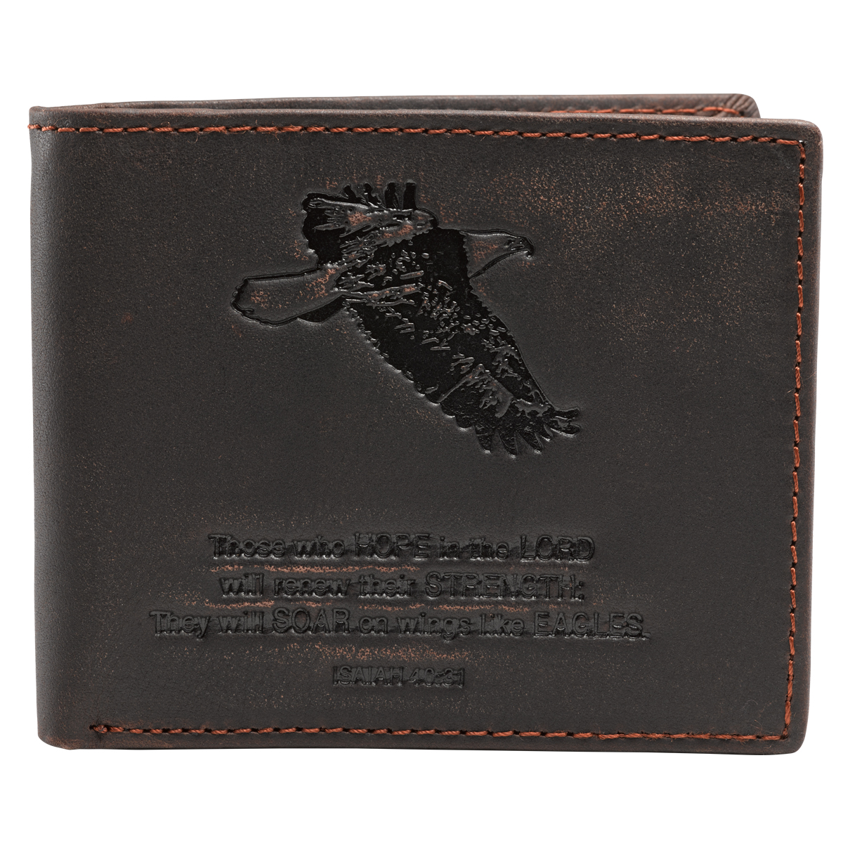 Brown Genuine Leather Wallet - Isaiah 40 31