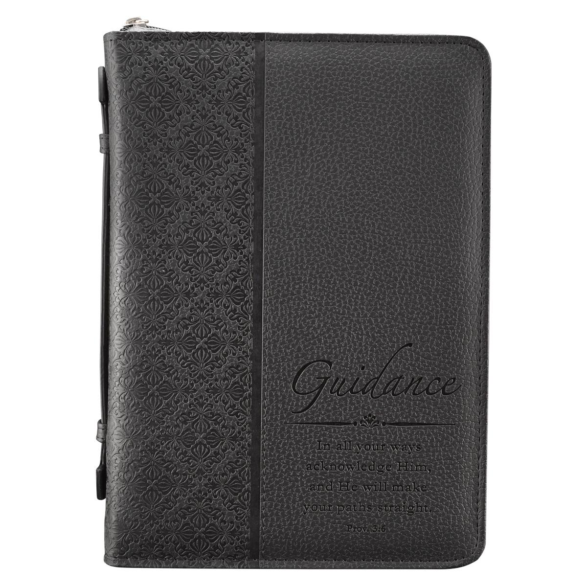 Medium Guidance Black Lux Leather Bible Cover