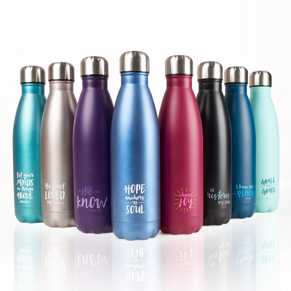 Choose Joy in Pink Stainless Steel Water Bottle | Eden.co.uk