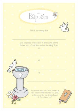 Baptism Certificate Pack of 10