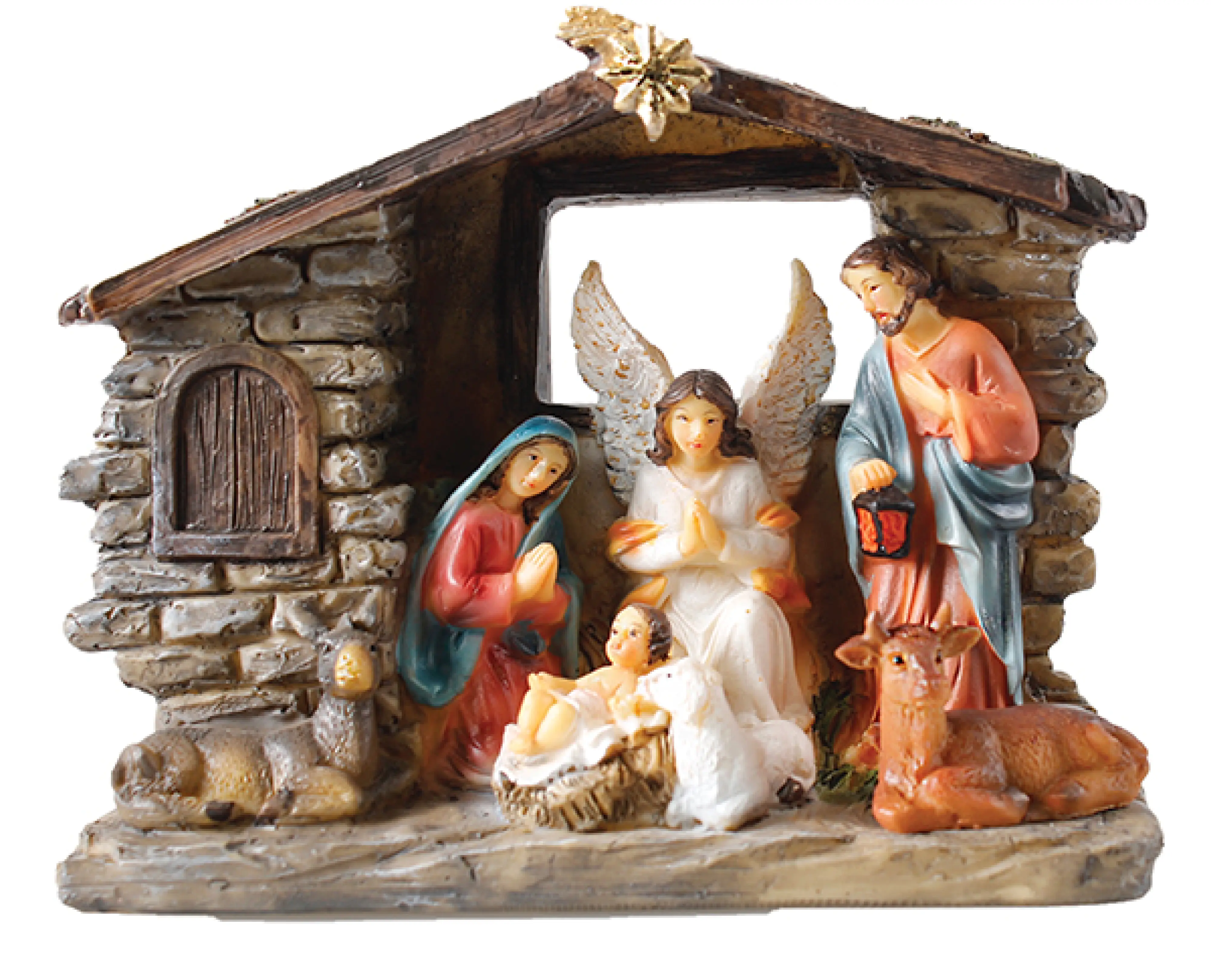 6" Full Colour Holy Family Resin Nativity Set