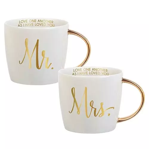 Gold Handle Mugs - Mr & Mrs